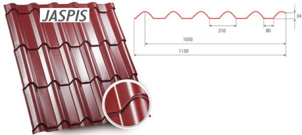 Металочерепиця JASPIS Китай 0,40 мм Pe (поліестер) Zn 100